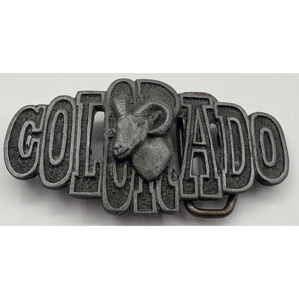 Vintage 1977 Colorado Belt Buckle - Rocky Mountain Bighorn Sheep - Denver Made